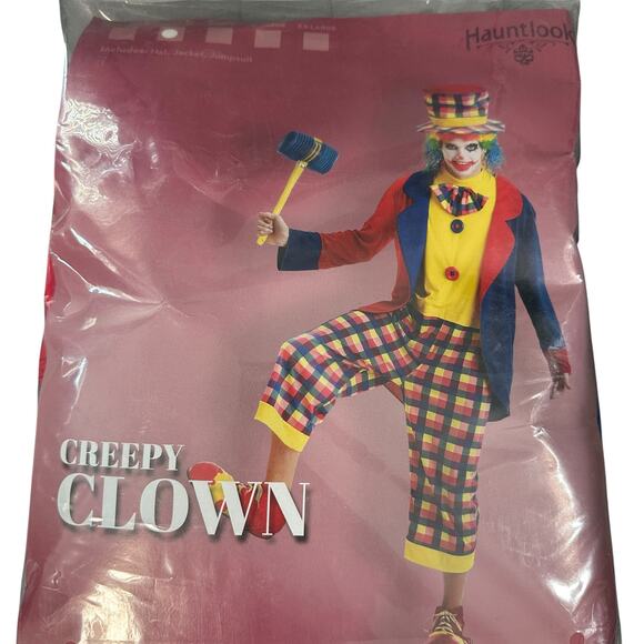 HauntLook Creepy Clown Halloween Costume Red Blue Yellow Unisex Medium New - Picture 2 of 12